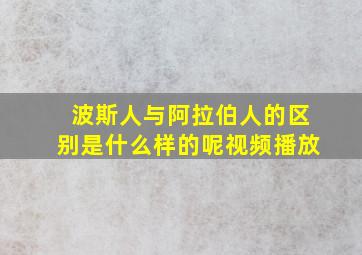 波斯人与阿拉伯人的区别是什么样的呢视频播放