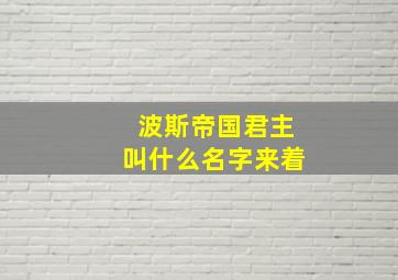 波斯帝国君主叫什么名字来着