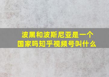 波黑和波斯尼亚是一个国家吗知乎视频号叫什么