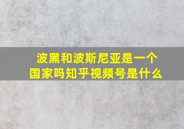 波黑和波斯尼亚是一个国家吗知乎视频号是什么