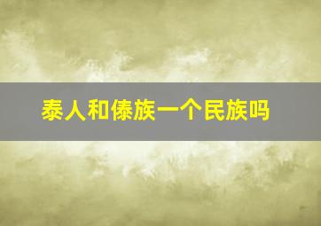 泰人和傣族一个民族吗