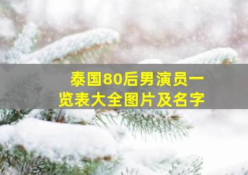 泰国80后男演员一览表大全图片及名字