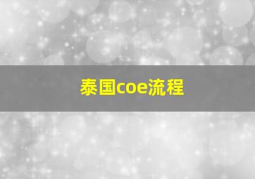 泰国coe流程