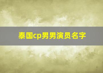 泰国cp男男演员名字