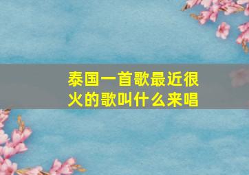 泰国一首歌最近很火的歌叫什么来唱