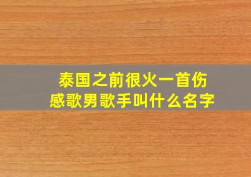 泰国之前很火一首伤感歌男歌手叫什么名字