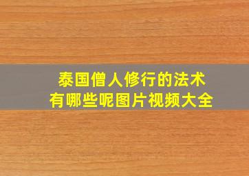 泰国僧人修行的法术有哪些呢图片视频大全