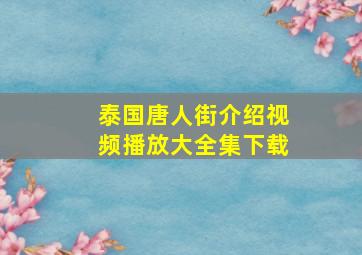 泰国唐人街介绍视频播放大全集下载