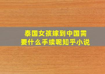 泰国女孩嫁到中国需要什么手续呢知乎小说