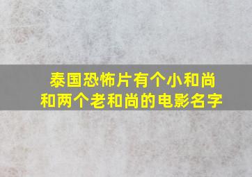 泰国恐怖片有个小和尚和两个老和尚的电影名字