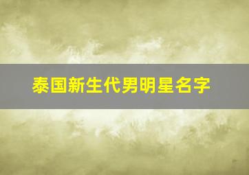 泰国新生代男明星名字