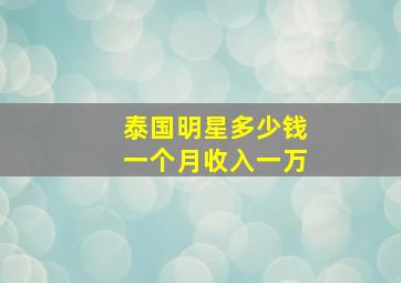 泰国明星多少钱一个月收入一万