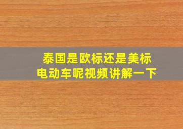 泰国是欧标还是美标电动车呢视频讲解一下