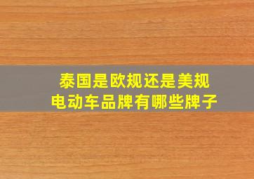 泰国是欧规还是美规电动车品牌有哪些牌子