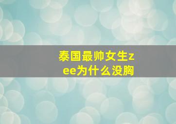 泰国最帅女生zee为什么没胸