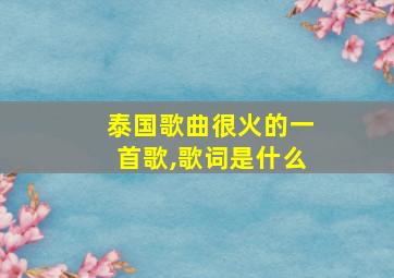 泰国歌曲很火的一首歌,歌词是什么