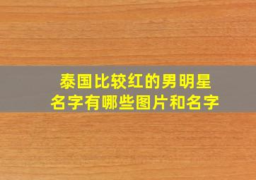 泰国比较红的男明星名字有哪些图片和名字