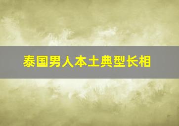 泰国男人本土典型长相