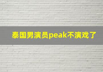 泰国男演员peak不演戏了