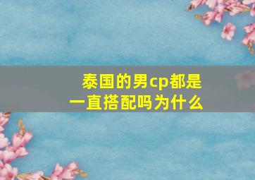 泰国的男cp都是一直搭配吗为什么