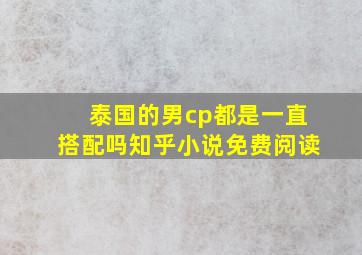 泰国的男cp都是一直搭配吗知乎小说免费阅读