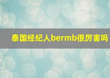 泰国经纪人bermb很厉害吗