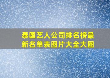 泰国艺人公司排名榜最新名单表图片大全大图