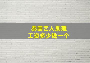 泰国艺人助理工资多少钱一个