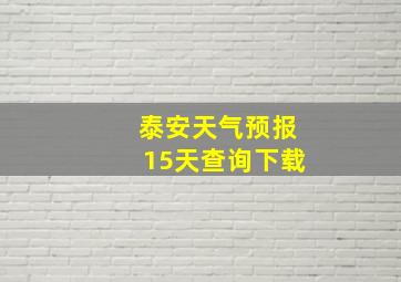 泰安天气预报15天查询下载