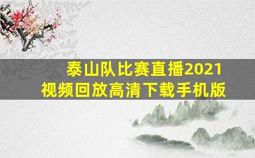 泰山队比赛直播2021视频回放高清下载手机版