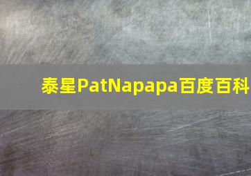 泰星PatNapapa百度百科