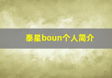 泰星boun个人简介