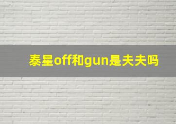 泰星off和gun是夫夫吗