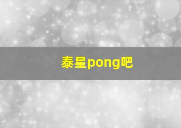 泰星pong吧