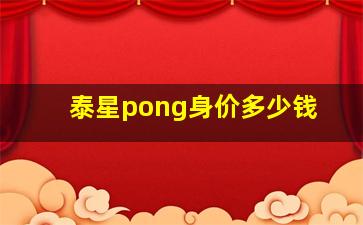 泰星pong身价多少钱