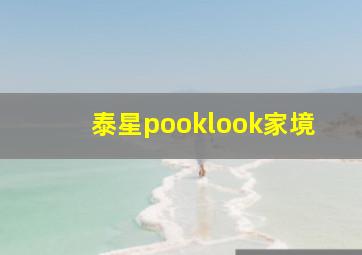 泰星pooklook家境