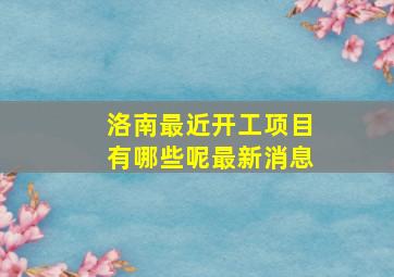 洛南最近开工项目有哪些呢最新消息