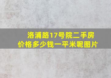 洛浦路17号院二手房价格多少钱一平米呢图片