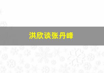 洪欣谈张丹峰