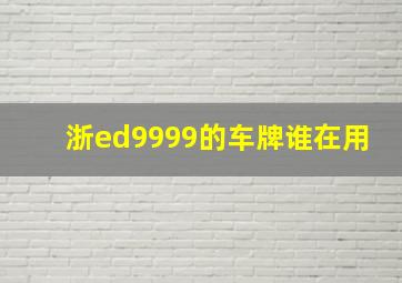 浙ed9999的车牌谁在用