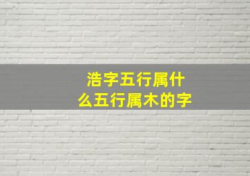 浩字五行属什么五行属木的字