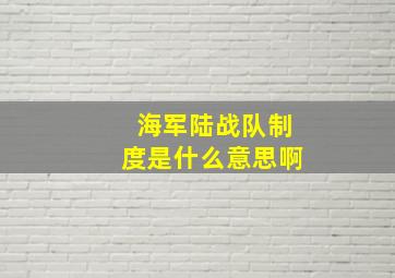 海军陆战队制度是什么意思啊