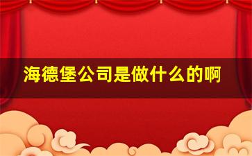 海德堡公司是做什么的啊