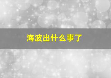 海波出什么事了