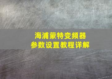 海浦蒙特变频器参数设置教程详解