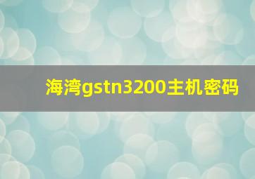 海湾gstn3200主机密码