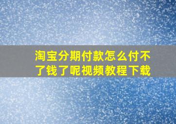 淘宝分期付款怎么付不了钱了呢视频教程下载