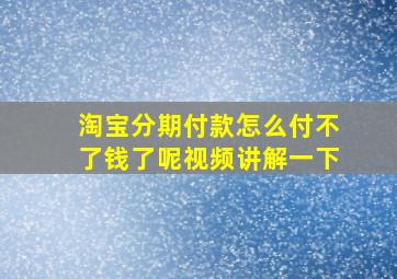 淘宝分期付款怎么付不了钱了呢视频讲解一下