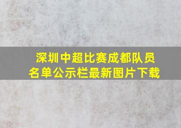 深圳中超比赛成都队员名单公示栏最新图片下载