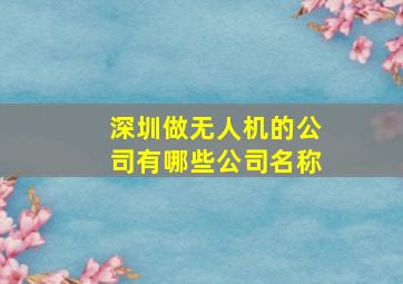 深圳做无人机的公司有哪些公司名称